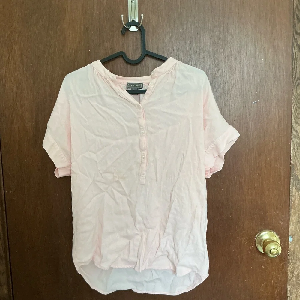 Women's Pink Button-Up Blouse - Picture 3 of 5